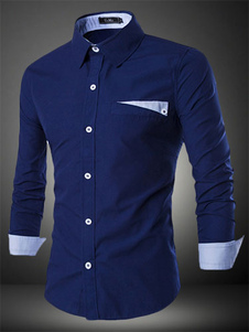 Chemise homme en coton unicolore manches longues