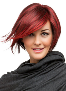 Perruque courte brun acajou dégradé en fibre résistante à la chaleur droite