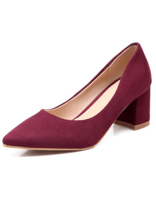 Chaussures à talons épais en cuir poncé talons couverts