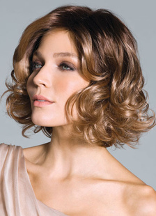 Perruque 18 inches doré claire dégradé en fibre résistante à la chaleur frisée