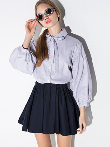 Robe skater en polyester bicolore avec rayure col bénitier