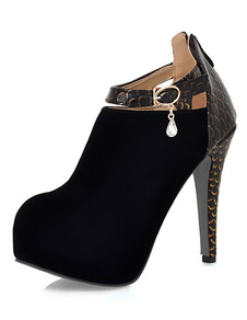 Chaussures de mariée à talons en micro daim ruban aux chevilles