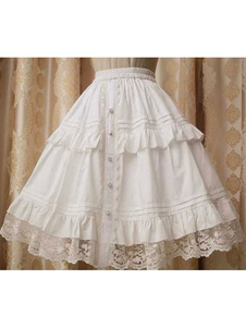 Jupe lolita blanche Jolie en dentelle avec noeud