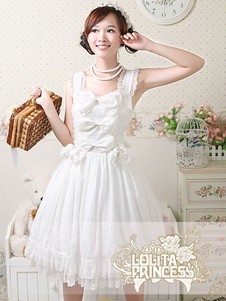 Robe lolita en chiffon blanche avec noeud Jolie