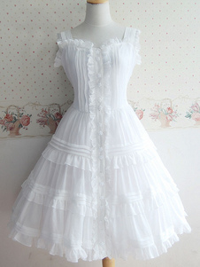 Robe lolita en polyester blanche avec noeud Jolie