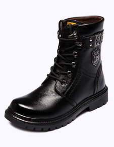 Boots pratiques homme en PU noir unicolore