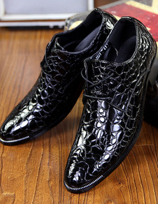 Chaussures ascenseur de qualité en PU noir à motif serpent