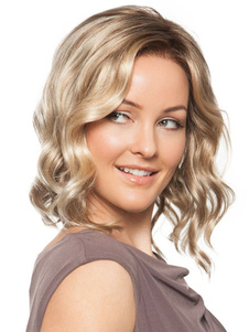 Perruque courte doré claire dégradé en fibre résistante à la chaleur boucles frisées