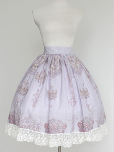Jupe lolita excellente lavande rétro synthétique impression