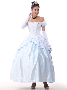 Costume sexy bleu en acrylique avec dentelle serre-taille