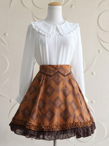 Jupe lolita parfaite jaune rétro synthétique impression