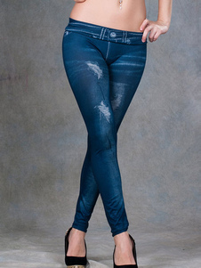 Leggins pour femmes bleus unicolore