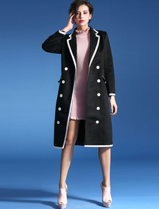 Manteau Polyester croisé noir pour femmes