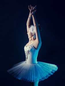 Robe Spandex Ballet blanc Lycra à la mode pour les femmes