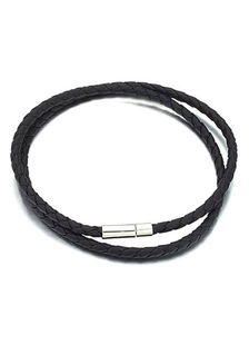 Collier en Faux cuir noir fermoir magnétique pour hommes