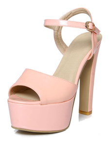 Plate-forme rose Peep Toe PU robe sandales pour femmes