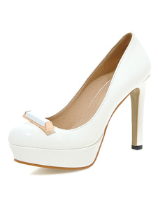 Plateforme blanc glacé PU soir & nuptiales talons pour femmes