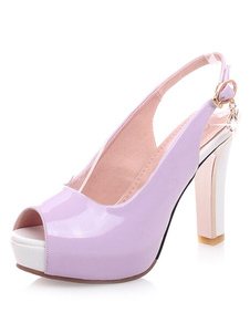 Purple Peep Toe brevets PU sandales compensées pour femmes