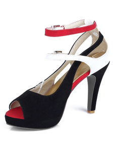 Sandales en daim Monogram multicolor Peep Toe pour femmes