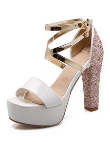 PU multicolor Criss-Cross plateforme sandales pour femmes