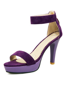 Plate-forme pourpre velours robe sandales pour femmes