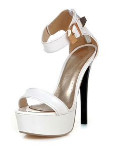 Plateforme blanc PU robe sandales pour femmes