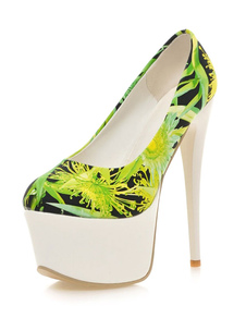 Multicolore ciel impression haute plate-forme PU talons pour femmes