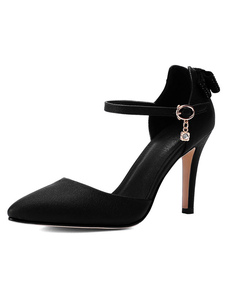 Paillettes noires a souligné Toe High Heel sandales pour femmes
