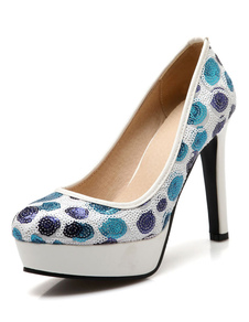 Pompes PU impression pois multicolore pour femmes