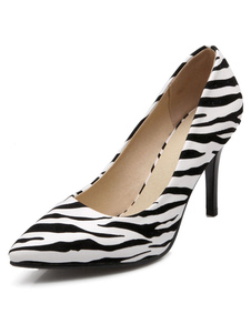 Black & blanc Zebra impression d'unité centrale vitrée a souligné Toe talons pour femmes