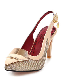 Métal doré détails PU robe sandales pour femmes