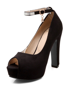 Strass noir Peep Toe plateforme sandales en daim Monogram pour femmes