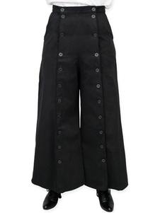 Victorien noir boutons rétro jambes larges pantalons pour femmes