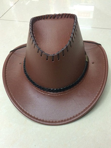 Cowboy marron en Faux cuir Cosplay chapeau pour hommes & femmes