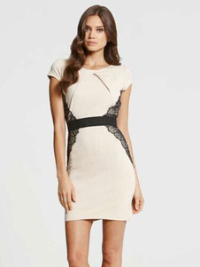 Bloc de couleur dentelle lambrissée Club robe pour femmes