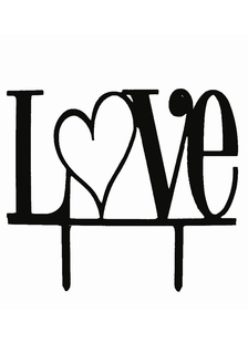 Amour noir forme en relief Wedding Cake Topper