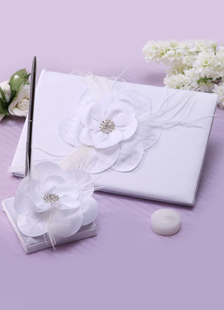 Arcs de strass blanc 3D fleurs mariage livres et stylos