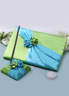 Vert & bleu 3D fleurs arcs mariage livres et stylos