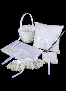 White s'incline rubans Set Collection fleurs de mariage