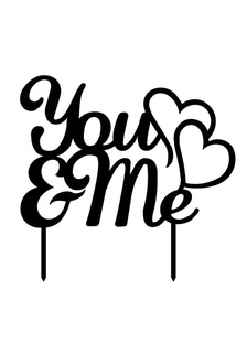 Lettres noires et coeur en relief Wedding Cake Topper