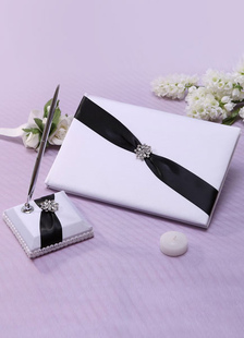 Deux tons strass arcs stylos et livres de mariage