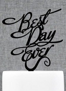 Trendy noir lettres forme en relief Wedding Cake Topper