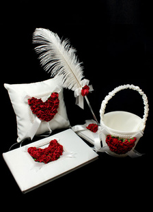 Coeur rouge & blanc impression mariage fleurs Collection Set
