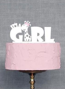 Blanc lettres et forme girafe en relief Wedding Cake Topper