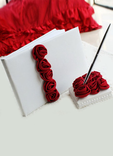3D rouge fleurs stylos et livres de mariage