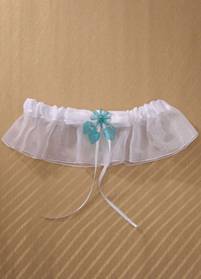 Jarretière mariage Tulle blanc & bleu pour les femmes