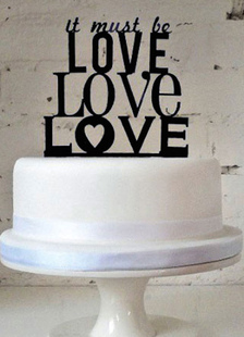 Les lettres tendance noir gaufré Wedding Cake Topper