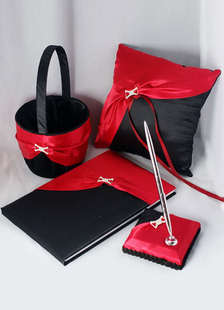 Rubans noirs & rouges Set Collection fleurs de mariage