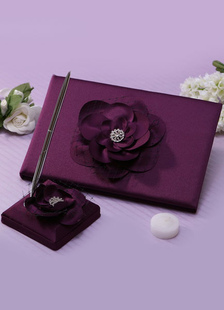 3D violet fleurs stylos et livres de mariage