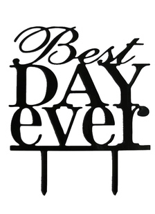 Les lettres Chic noir gaufré Wedding Cake Topper